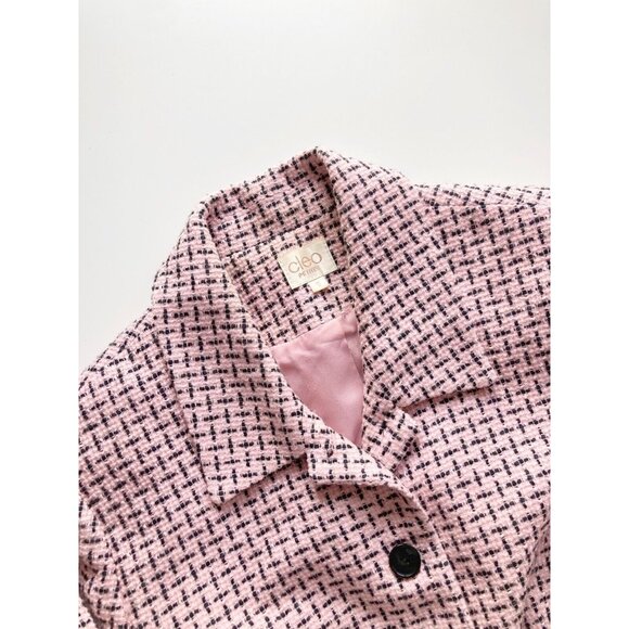 Vintage 2000's CLEO Pink Black Boucle Tweed Cropped Shell Jacket, Size 10P - Picture 11 of 16